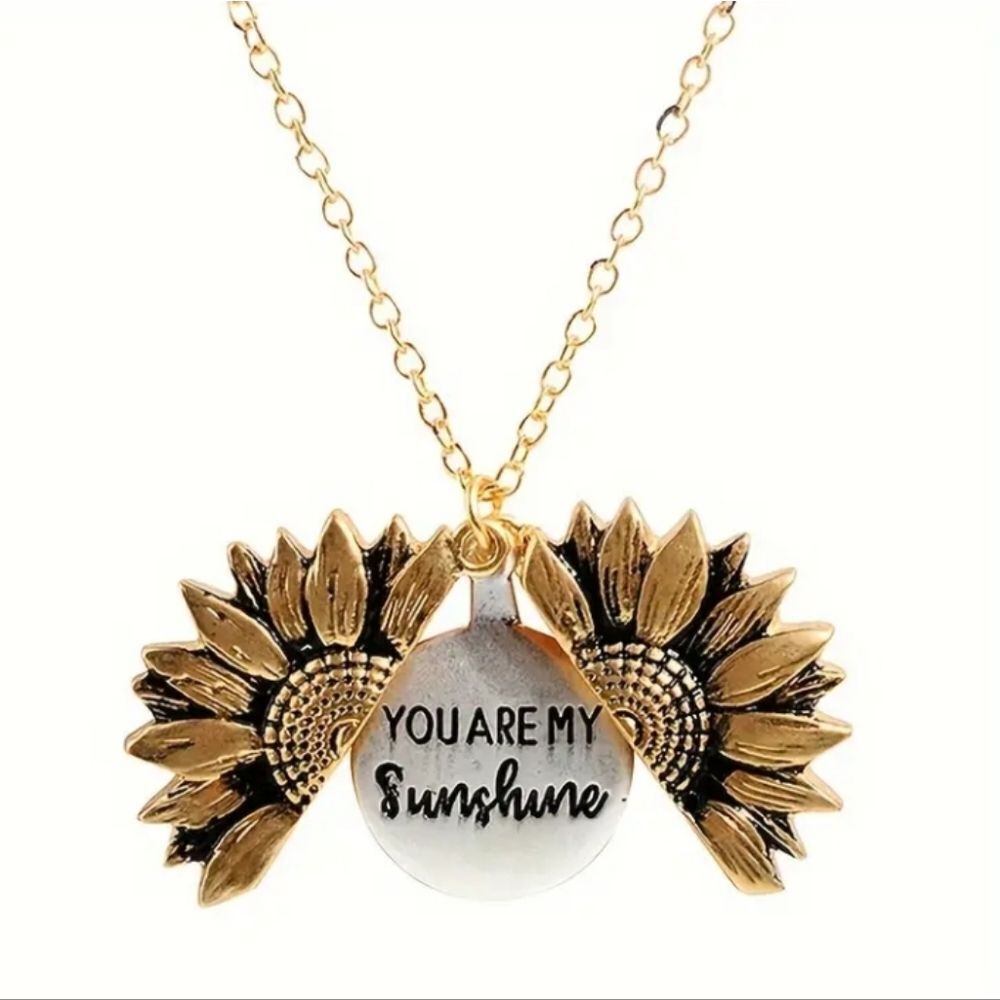 Unisex openable Sunflower pendant necklace